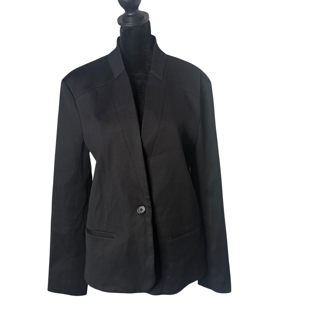 Jenni‎ Kayne Black Boy Blazer Jacket Womens XL One Button Quiet Luxury Old Money